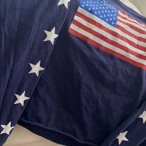 Long sleeve navy crop with American flag & stars